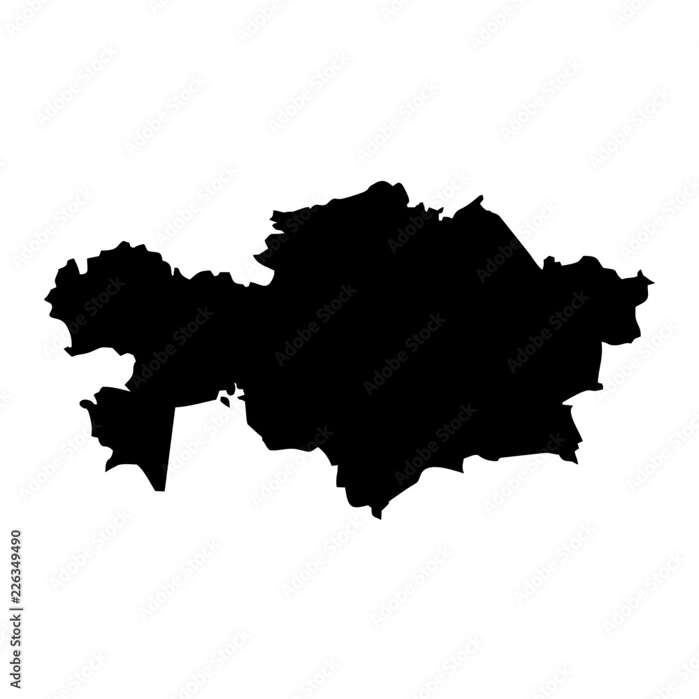 Black map country of Kazakhstan