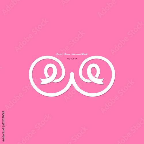Pink Breast,Bosom,or Chest icon.Pink ribbon.Pink care logo.Breast Cancer October Awareness Month Campaign banner.Women health concept.Breast cancer awareness month logo design.Vector illustration