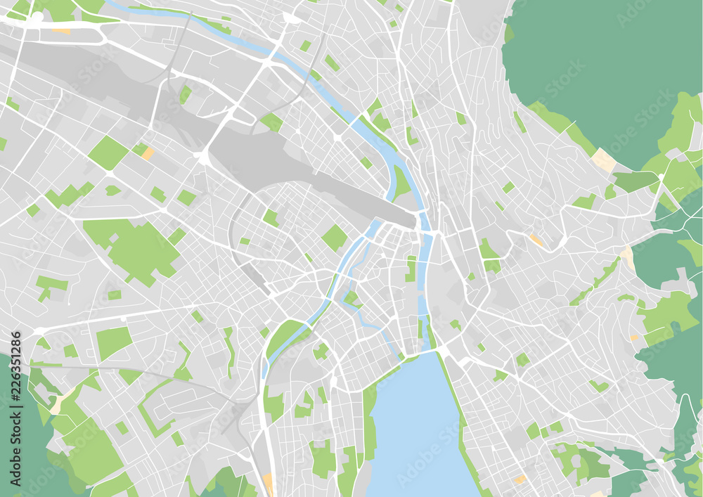 Vektor Stadtplan von Zürich