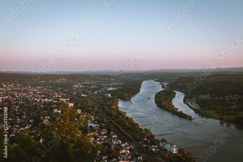 panorama sunset over the river rhine 3