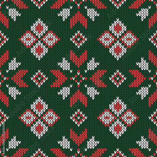 Christmas knitted pattern. Geometric abstract seamless pattern. Design for sweater, scarf, comforter or clothes texture.