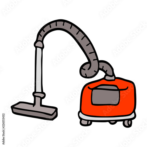 hand drawn doodle style cartoon vacuum hoover
