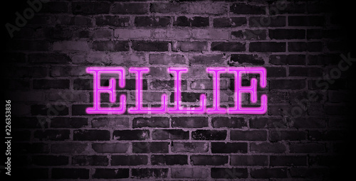 Φωτογραφία first name Ellie in pink neon on brick wall