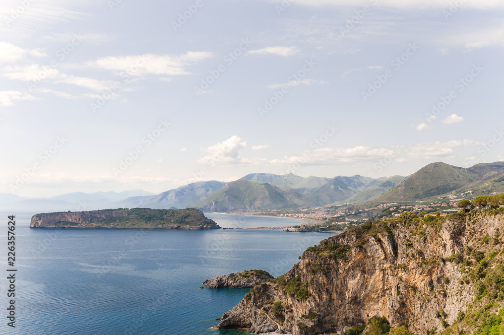 A breathtaking view from the panoramic terrace of San Nicola Arcella near the Arcomagno, Calabria, Southern Italy.