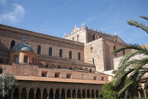 Monreale, Italy - September 11, 2018 : Monreale cathedral cloister