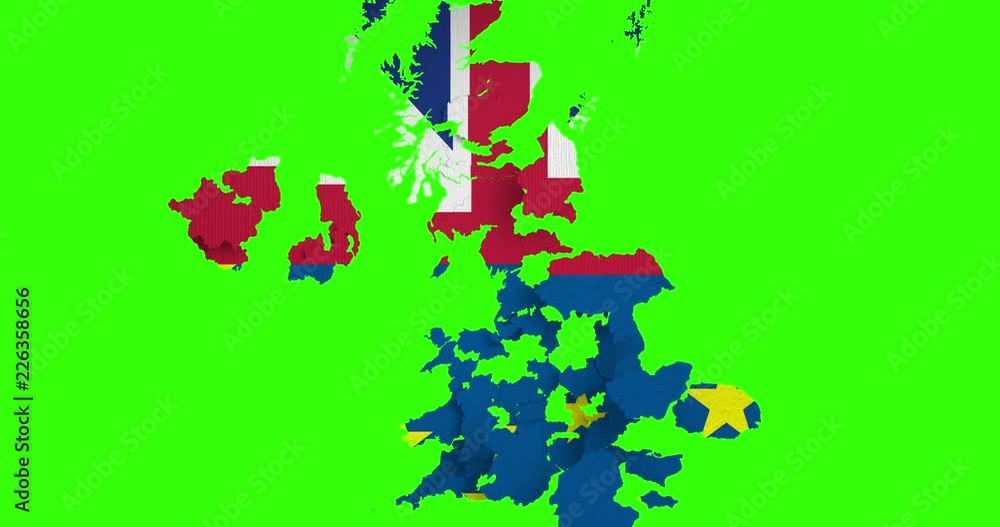 brexit half blue european union EU flag and half uk great britain