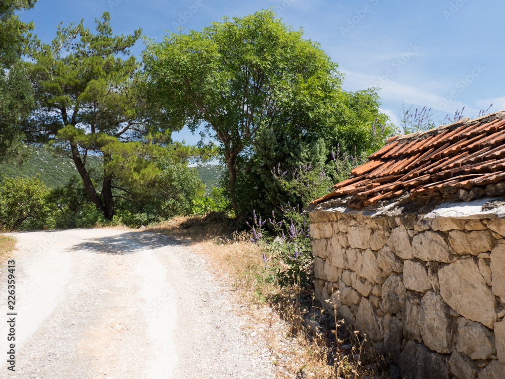 Old road around the beautiful Bacina lakes in Dalmatia,Croatia - holiday destination