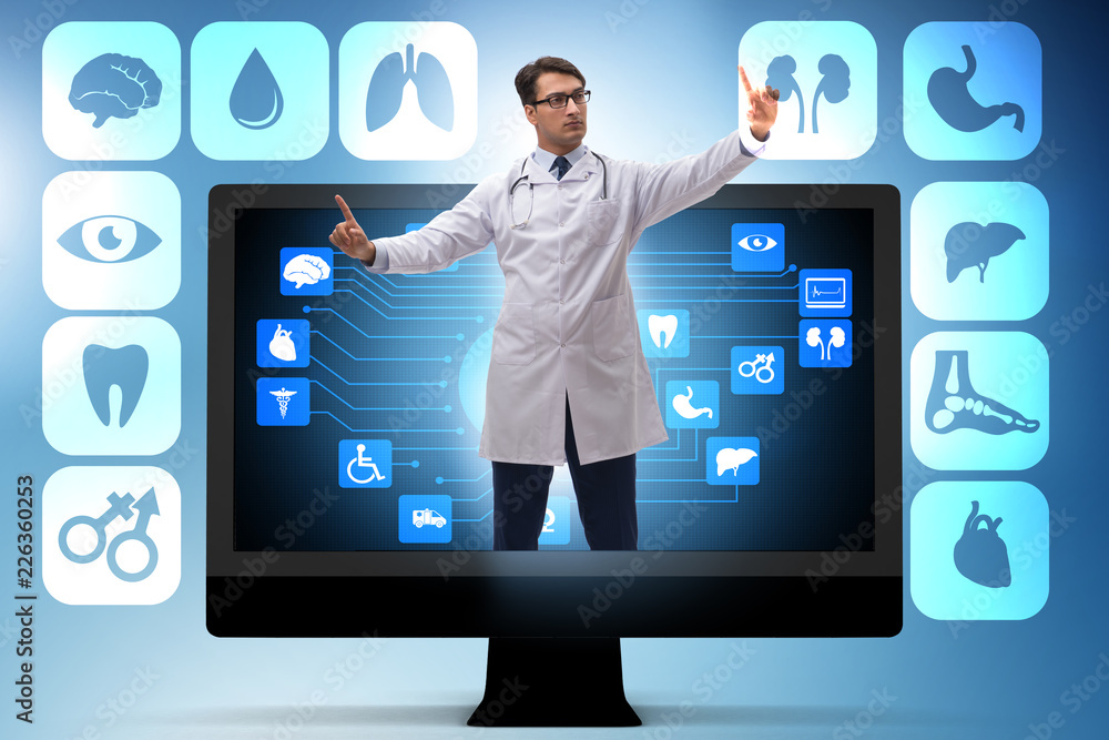 Telehealth concept with doctor doing remote check-up Telehealth concept with doctor doing remote check-up