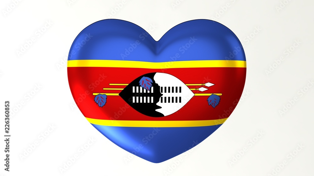 Heart-shaped flag 3D Illustration I love Eswatini Heart-shaped flag 3D Illustration I love Eswatini