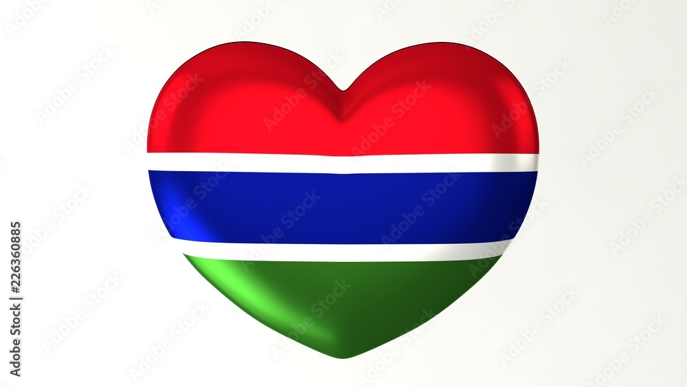 Heart-shaped flag 3D Illustration I love Gambia Heart-shaped flag 3D Illustration I love Gambia