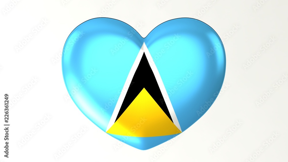 Heart-shaped flag 3D Illustration I love Saint Lucia Heart-shaped flag 3D Illustration I love Saint Lucia