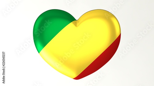 Heart-shaped flag 3D Illustration I love Republic of the Congo
