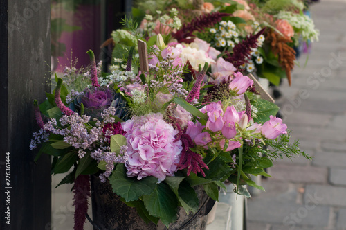 closeup of floral composition bouquet at the florist