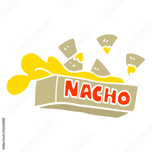 flat color illustration cartoon nacho box