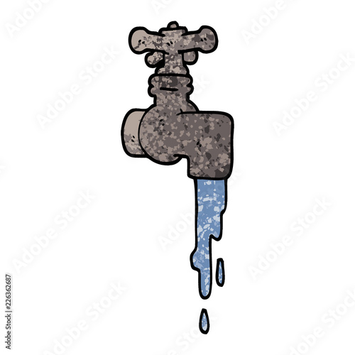 grunge textured illustration cartoon dripping faucet