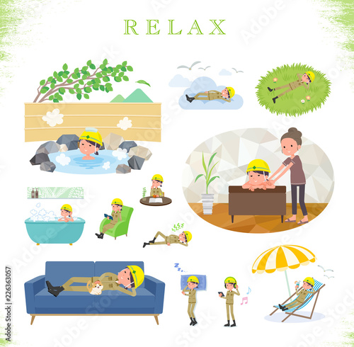 flat type helmet worker women_relax