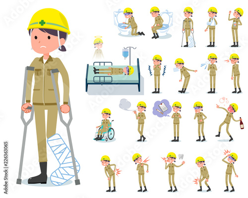flat type helmet worker women_sickness