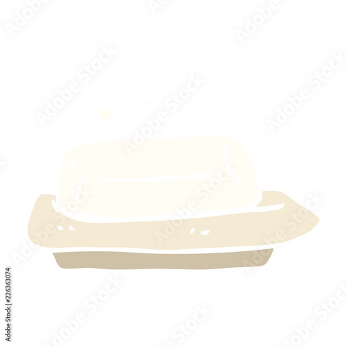flat color illustration cartoon soap and dish