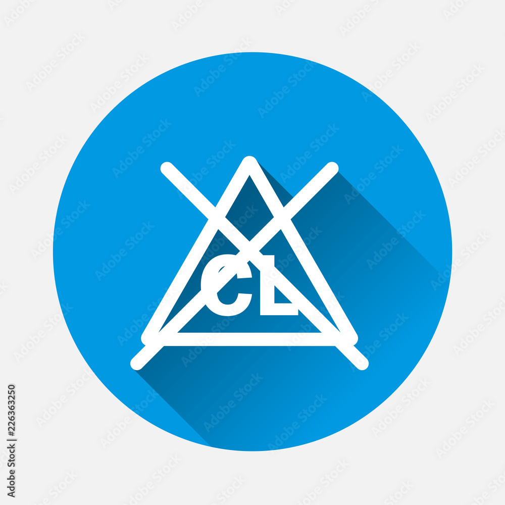 No chlorine vector icon on blue background. Flat image bleaching of tissue is impossible with long shadow. Layers grouped for easy editing illustration. For your design. No chlorine vector icon on blue background. Flat image bleaching of tissue is impossible with long shadow. Layers grouped for easy editing illustration. For your design.