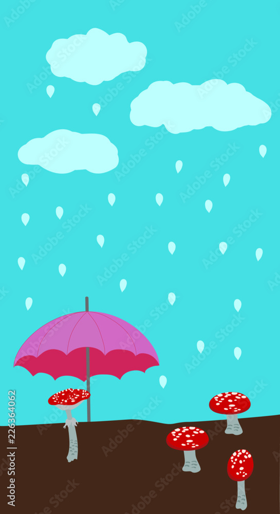 Red fly agarics under the summer rain
Red fly agarics under the summer rain