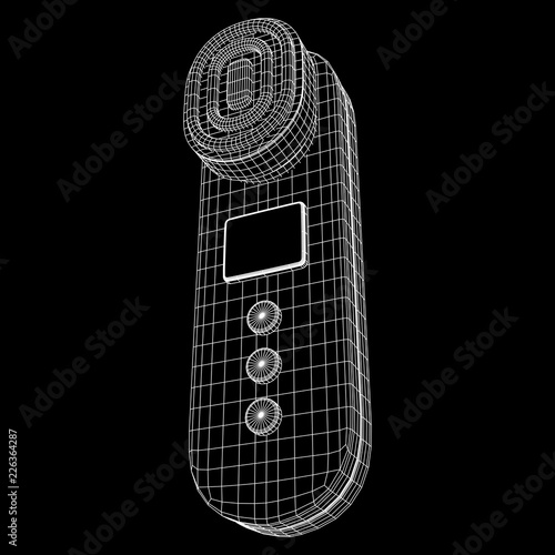 Electric lifting anti aging facial skin massage machine. Massager device wireframe low poly mesh vector illustration