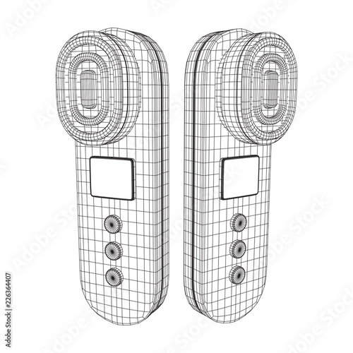 Electric lifting anti aging facial skin massage machine. Massager device wireframe low poly mesh vector illustration