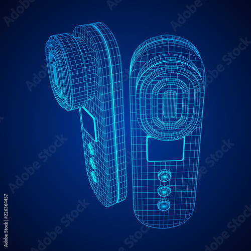 Electric lifting anti aging facial skin massage machine. Massager device wireframe low poly mesh vector illustration