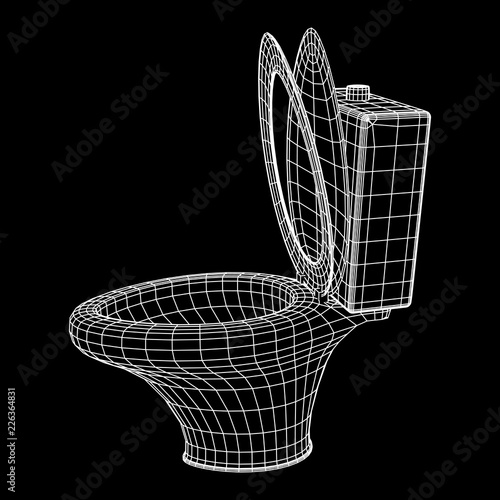 Toilet bowl wireframe low poly mesh vector illustration