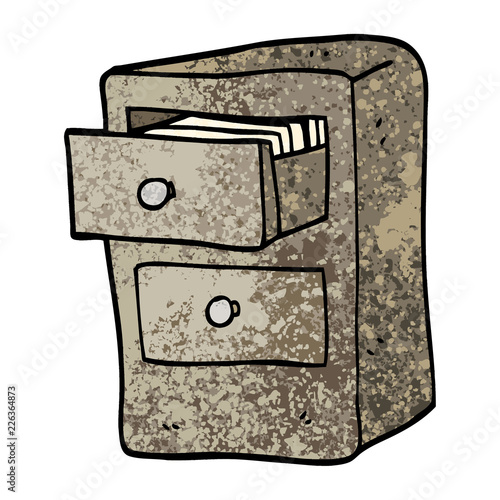 grunge textured illustration cartoon drawers of files