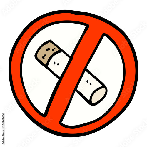 hand drawn doodle style cartoon no smoking sign