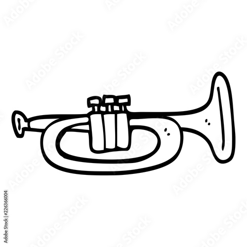 black and white cartoon trumpet