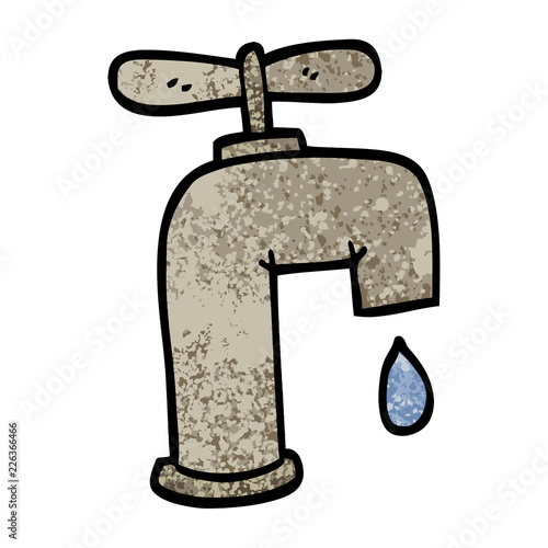 grunge textured illustration cartoon dripping faucet