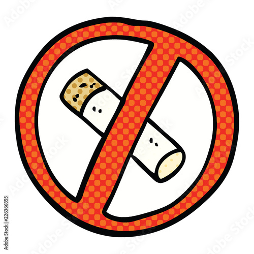 comic book style cartoon no smoking sign