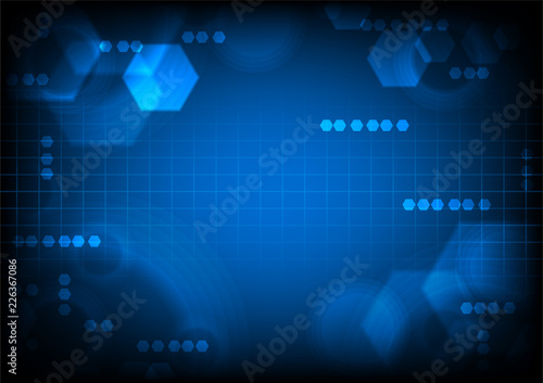 Blue grid with faded hexagons