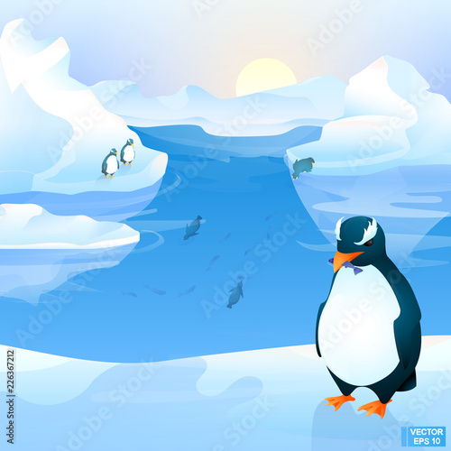 Аrctic landscape with penguins.