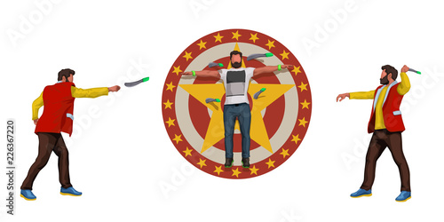 knife throwers on white