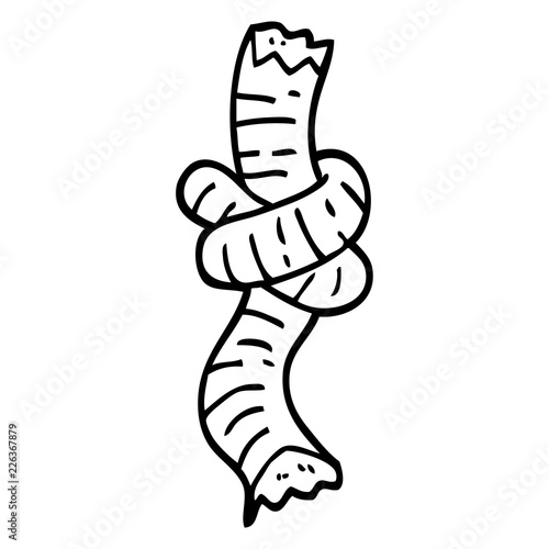 black and white cartoon tied rope