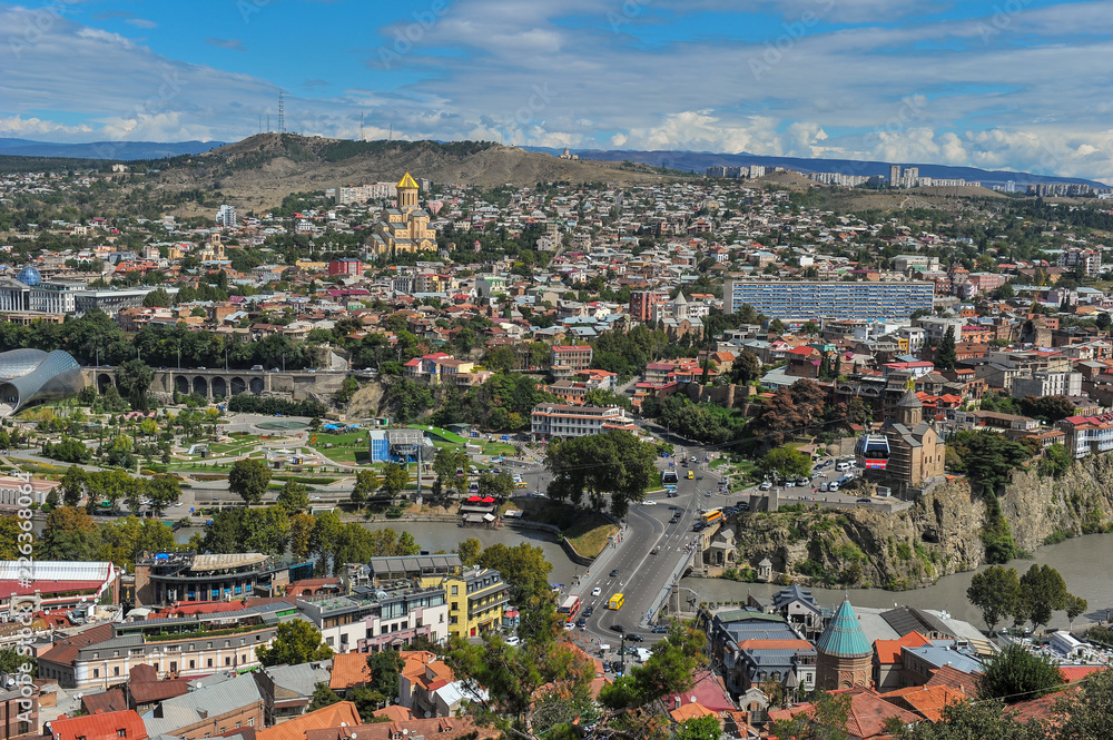 Naklejka Panorama view of Tbilisi – the capital of Georgia