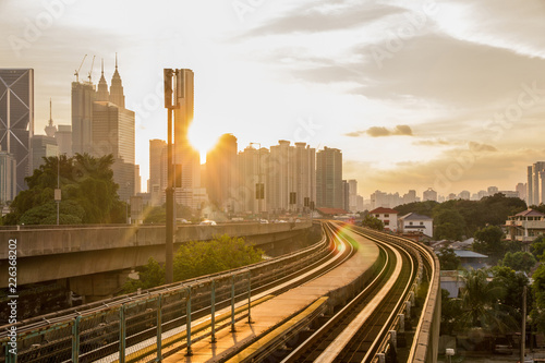 Photography Railway tracks lead to the business and finance centre of Kuala Lumpur