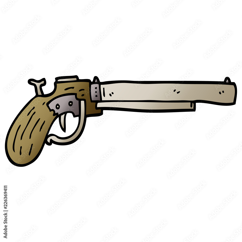 vector gradient illustration cartoon old pistol