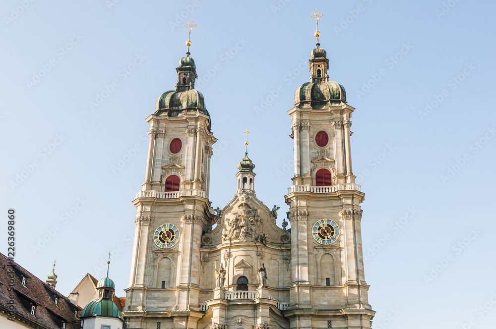 St. Gallen, Stiftskirche, kathedrale, Zwillingstürme, stadt, altstadt, stiftsbezirk, stiftsbibliothek, klosterbibliothek, ostschweiz, winter, schweiz
