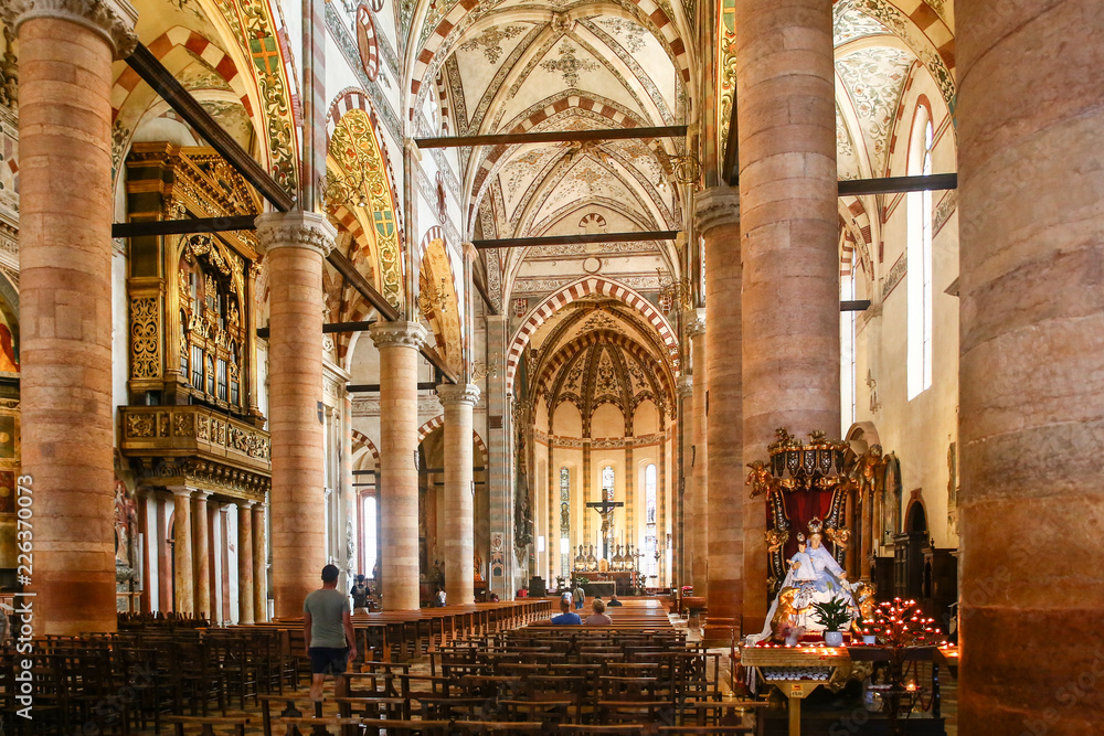 Interiors of Sant'Anastasia cathedral in Verona