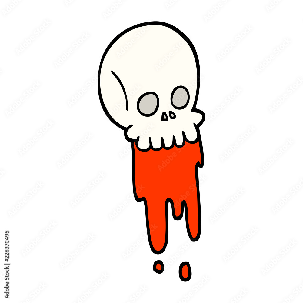 hand drawn doodle style cartoon blood dripping skull hand drawn doodle style cartoon blood dripping skull
