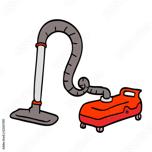 hand drawn doodle style cartoon vacuum hoover