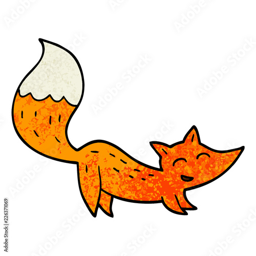 grunge textured illustration cartoon happy fox