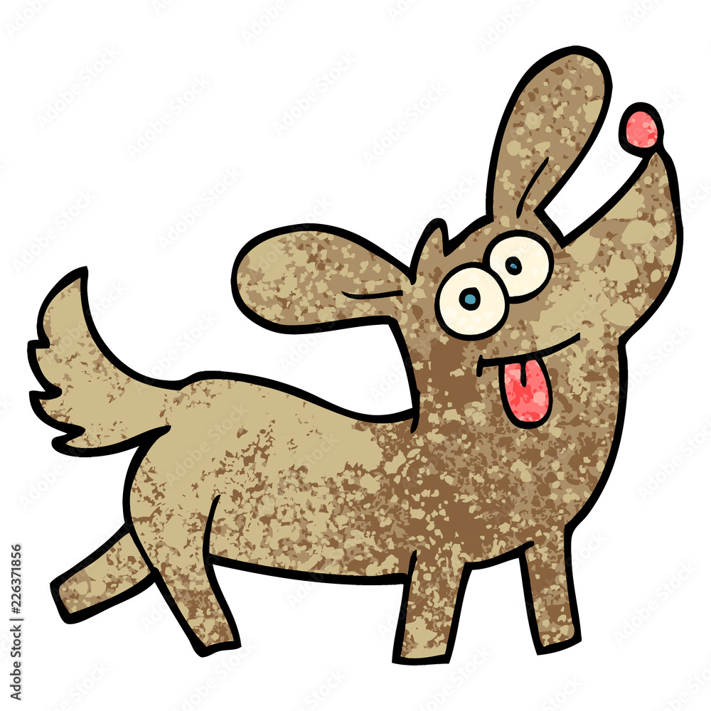 grunge textured illustration cartoon happy dog grunge textured illustration cartoon happy dog