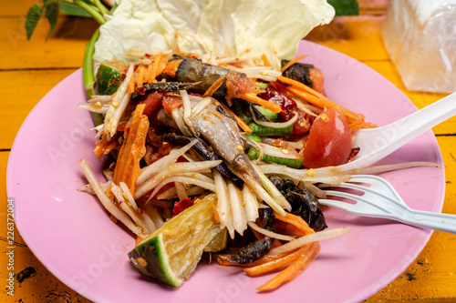 Papaya Spicy Salad Street food Thailand