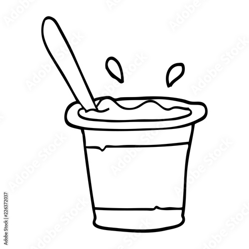 black and white cartoon yogurt