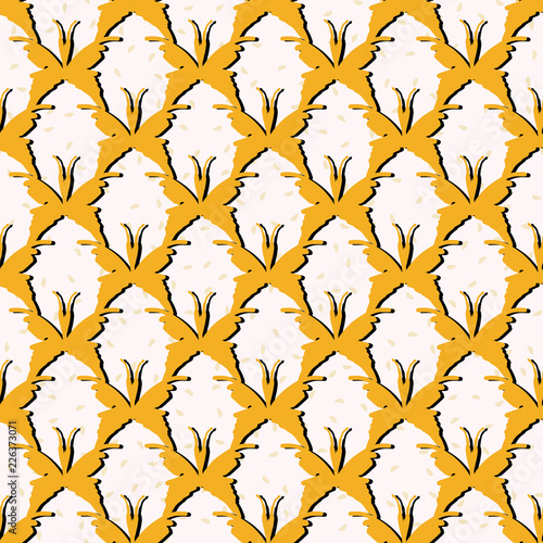 Butterflies Silhouette Allover Seamless Vector Pattern, Hand Drawn Animal Insect Illustration for Summer Fashion Prints, Wallpaper, Stationery, Home Decor, Trendy Packaging , Gift Wrap or Backgrounds.
