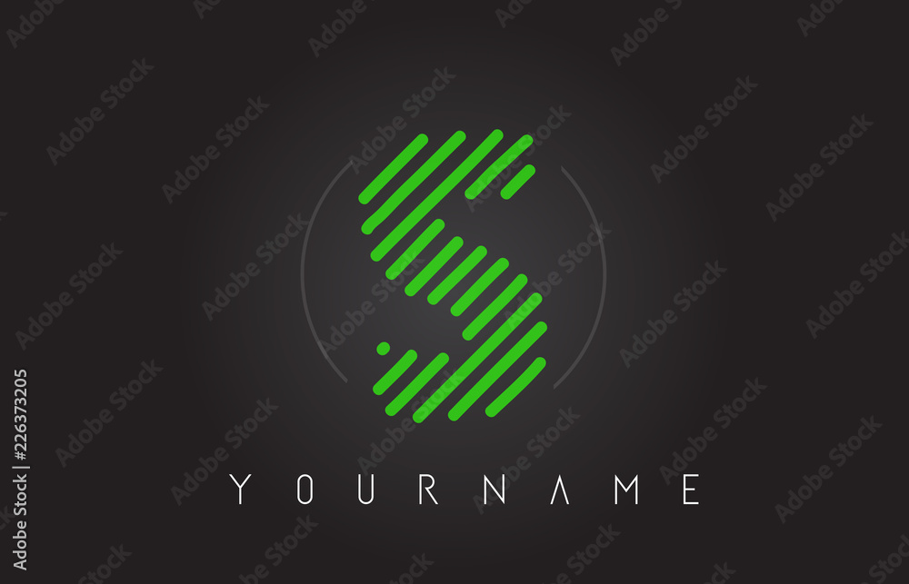 S Letter Logo Design with Neon Green Lines S Letter Logo Design with Neon Green Lines